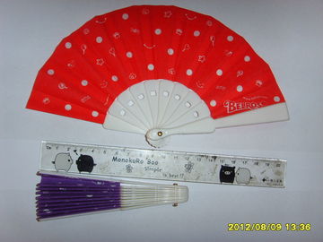 12cm promotional plastic hand fan with paper or fabric , perfect for promotion or decoration