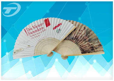 Both Sides Printed Paper Custom Folding Hand Fans / Personalized Paper Fans