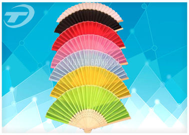 21cm Plain Color Silk Folding Hand Fans With Natural Bamboo Ribs