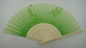 plain color silk or custom design silk hand fan with natural bamboo frame