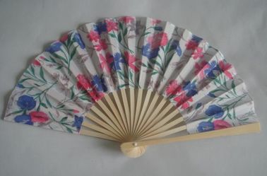 21cm Folding Hand Fans / Foldable Fan With Print Silk Fabric