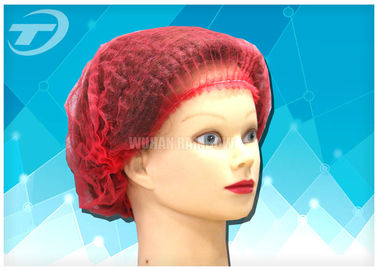 Non - woven  MOB / clip cap  20 " , single use , double elastic in red color