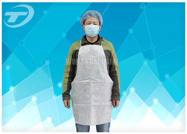 Disposable White Plastic Aprons PE Coated SPP Fabirc 70 X 120cm