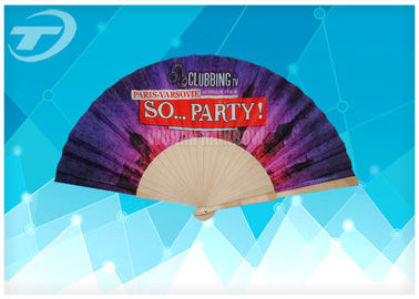 Custom Printed Foldable Hand Fans with natural or painted Wooden Ribs For promotion or decoration