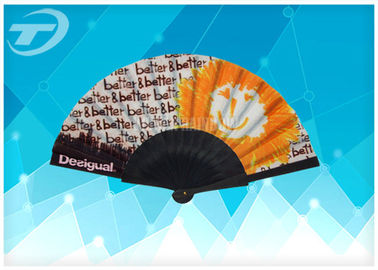 Painted Wooden Hand Fans 23cm  With Varnished Wooden Ribs And Fabric