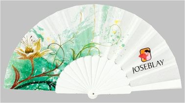 Custom Folding Hand Fans with plastic ribs and full color printed fabric ,  size 23cm