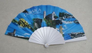 Custom Folding Hand Fans with plastic ribs and full color printed fabric ,  size 23cm