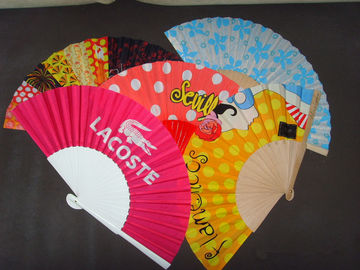 Custom Printed Foldable Hand Fans with natural or painted Wooden Ribs For promotion or decoration