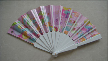 23cm Promotional hand fan , with plastic frame and paper both-side printed