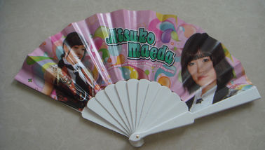 23cm Promotional hand fan , with plastic frame and paper both-side printed