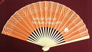 21cm Folding Hand Fans / Foldable Fan With Print Silk Fabric