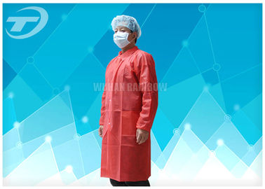 OEM Protective Disposable Lab coat , white , blue and red color , CE certificated