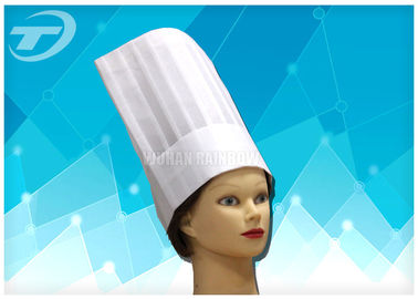 Nonwoven Disposable Chef Caps With Flat Top , Adjustable Size In White / Black Color