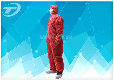 PE Coated Disposable White Coveralls / Disposable Protective Suits For Men S To 5XL