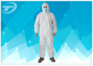 Durable Non Woven Fabric Disposable Coverall Suit White Chemical Resistant Coveralls