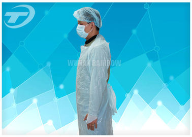 CPE Fabric Disposable Isolation Gowns With Thumb Loop Blue Color