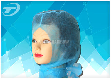 Soft Breathable Hood Snood Disposable Head Cap in White Blue