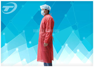 Medical Disposable Lab Coats Breathable Non woven With Shirt Collar Knitted Cuff