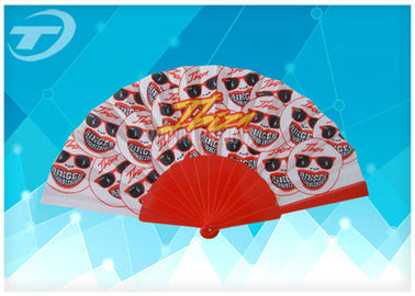 Custom Folding Hand Fans with plastic ribs and full color printed fabric ,  size 23cm
