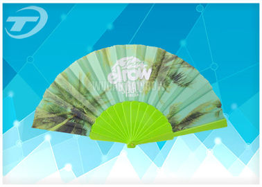 Custom Folding Hand Fans with plastic ribs and full color printed fabric ,  size 23cm