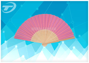 Natural Bamboo Frame Hand Held Wedding Fans Foldable 21cm Silk  Printing