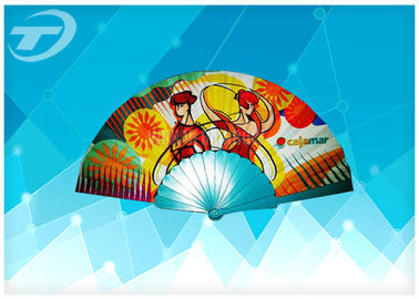 Customized Fabric Folding Hand Fans , 23cm Fabric Folding Fans