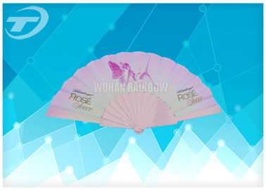 Customized Plastic Folding Fan With Fabric ,  Size 23cm Hand Held Folding Fans