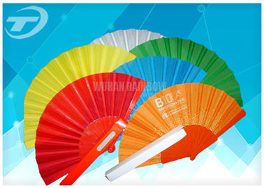 Advertising or promotion hand held fan with plastic ribs and  fabric ,  can print logo or design on fabric