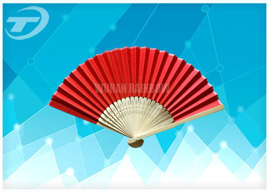 Plain Color Folding Hand Fans With Natural Bamboo Ribs / Wedding Favour Fans