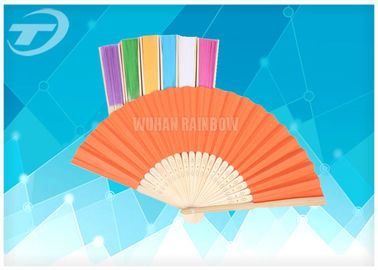 Plain Color Folding Hand Fans With Natural Bamboo Ribs / Wedding Favour Fans