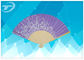 Natural Bamboo Frame Hand Held Wedding Fans Foldable 21cm Silk  Printing