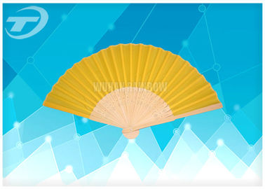 21cm Plain Color Silk Folding Hand Fans With Natural Bamboo Ribs