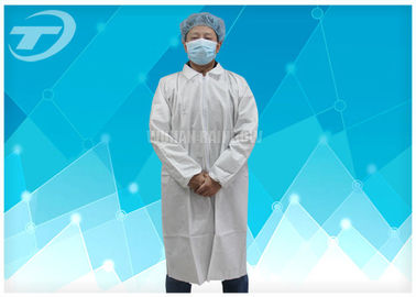 OEM Protective Disposable Lab coat , white , blue and red color , CE certificated
