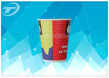 Diamond Disposable Paper Cups with lids Anti Slip Design , Double Wall For Hot Drink