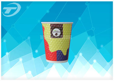 Diamond Disposable Paper Cups with lids Anti Slip Design , Double Wall For Hot Drink